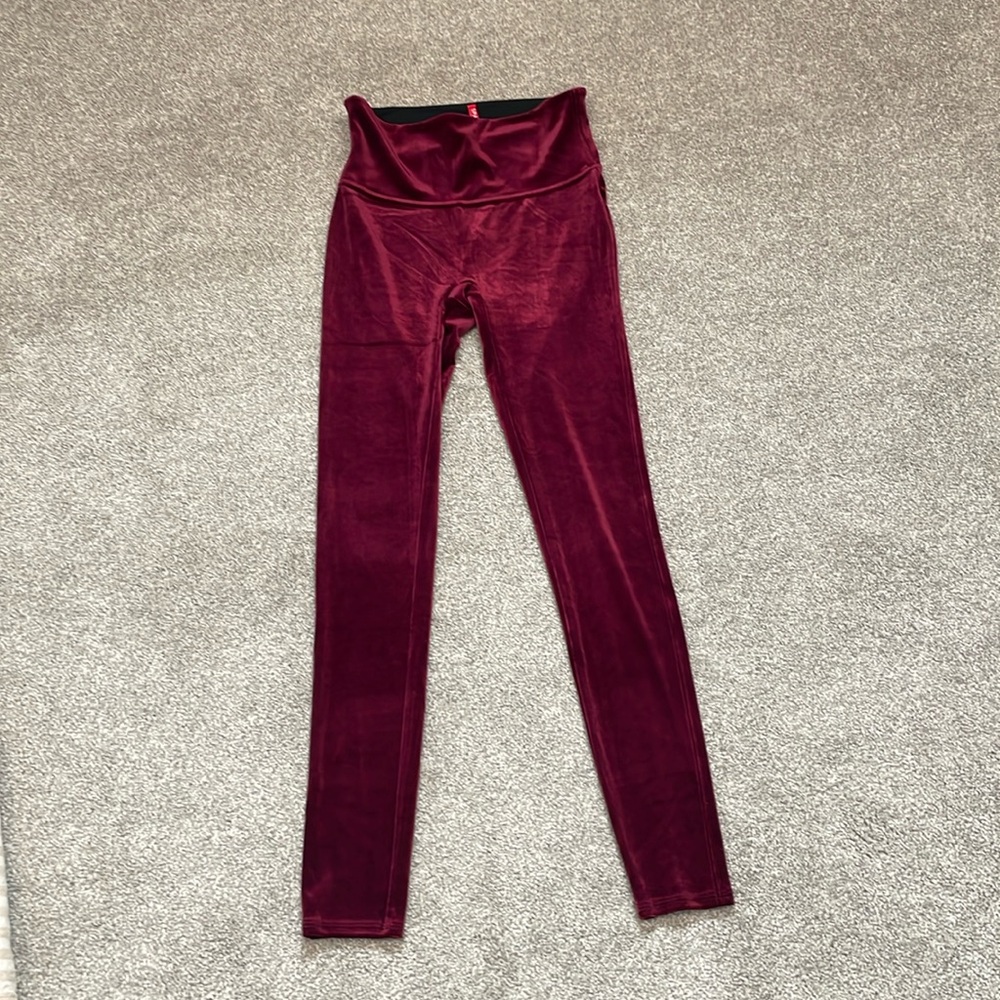 Spanx dark red velvet leggings